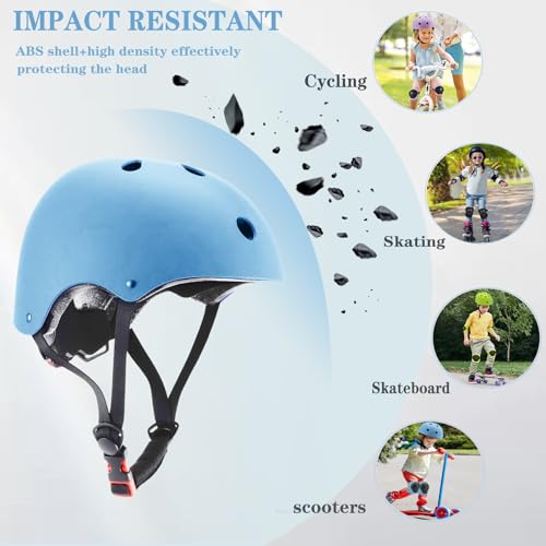 Image of FOOKCIAN Kids Helmet,Toddler Skateboard Helmets for Ages 2-3-5-8-14 Years Boys Girls with Knee and Elbow Pads Wrist Guards fit Roller Skates,Skateboarding,Skating Scooter Adjustable Kids Helmet