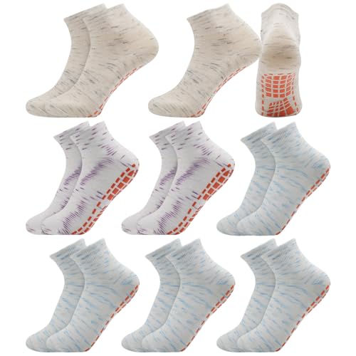 Guador 8 Pares Calcetines Antideslizantes de Algodón Transpirable para Mujer y Hombre - Talla Única para Pilates y Yoga