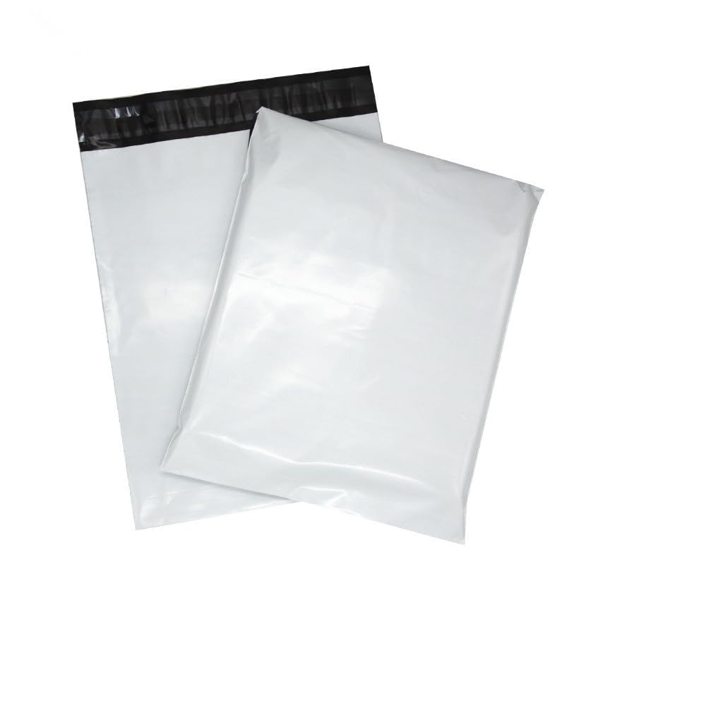 V4L Premium 7X10 inches White Plain Plastic Courier Bags Shipping Bags Strong Thick Mailing Bags with Self Adhesive Waterproof and Tear-Proof, Ideal for Ecommerce Packaging (50)