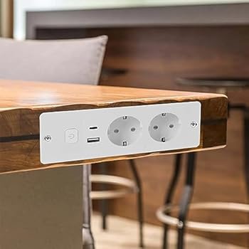 Prise Encastrée, Prise Encastrée Pour Plateau De Table Avec 2 USB, Multiprise Encastrée Avec Câble De 1,8 M, Prise De Table Avec Prise USB Encastrée (noir