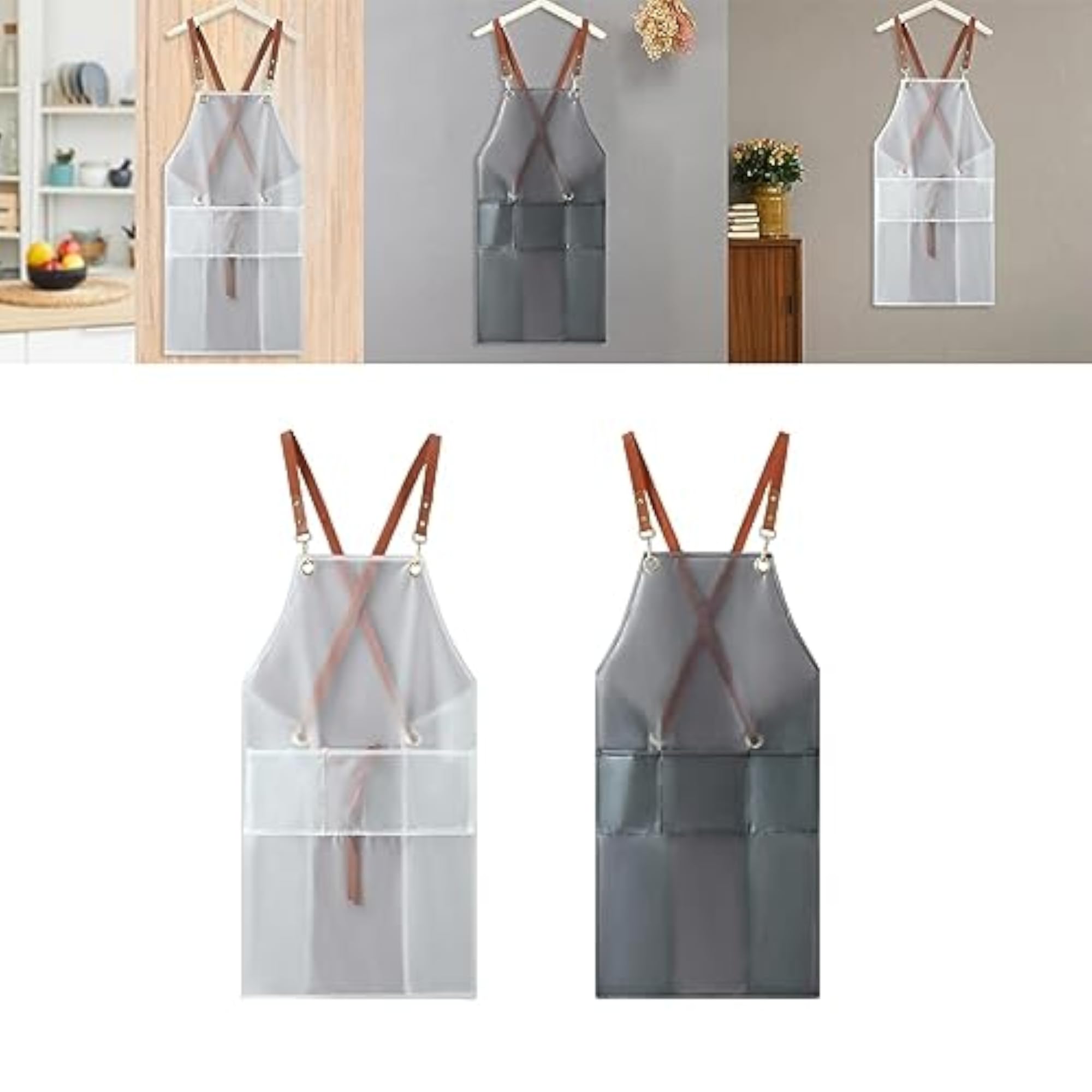 White Chef Apron for Cooking and Baking