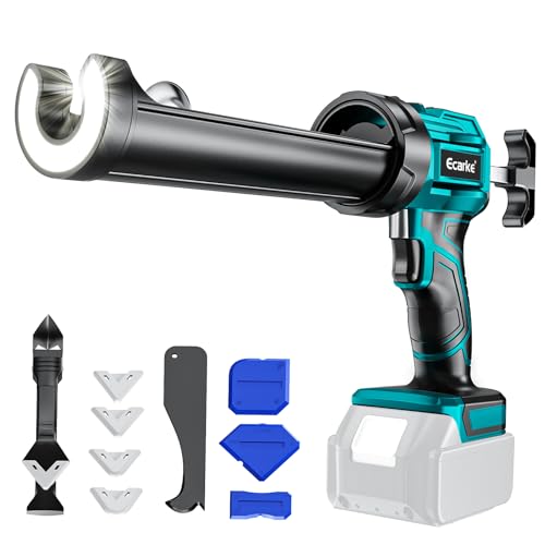 Cordless Caulking Gun Compatible With Makita 18V Battery (Tool Only) 10oz Electric Caulking Gun with Adjustable Speed 9Pcs Caulk Remover Tool Ecarke Cordless Silicone Gun for Filling Sealing