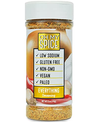 Everything Low Sodium Keto Seasoning By Oh My Spice | 0 Calories 0 Carbs 0 Sugar, Vegan Gluten Free Paleo Non Gmo No Msg No Preservatives | Gourmet Healthy Seasonings For Cooking & Flavor Dressing Mix #TOP8