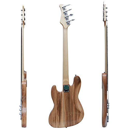 Waful Electric Bass Guitar, Starters Acoustic Bass Guitar Beginner Kit Full Size 4 String SS Pick Up with Guitar Bag, Strap, Amp Wire, Wrench Tool, Plectrum for Starter Gift Burlywood