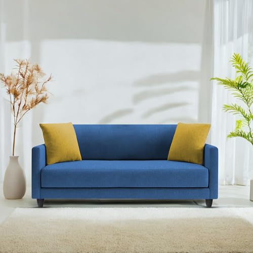 Image of Casaliving Dominic 2 Seater Sofa Set for Living Room (Blue Fabric) Premium Fabric Sofa