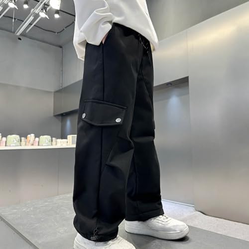 Boys Baggy Sweatpants Casual Fashion Straight Leg Open Bottom Cargo Pants Elastic Waist Athletic Jogger Sweat Pants4