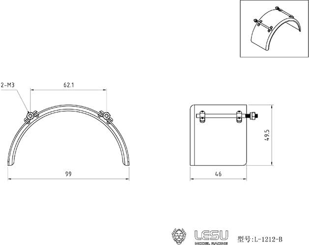 LESU wheelfun 1/14 Metal Mudguard 1 Pair for DIY RC Truck a Tractor Dumper Trailer Model