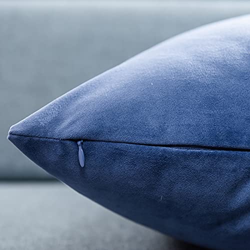 Image of JUSPURBET 16x16 Decorative Velvet Throw Pillow Covers Cases Set of 2,Blue | Modern Soft Cushion Covers with Hidden Zipper for Couch Sofa Bed Living Room Bedroom Home Decor