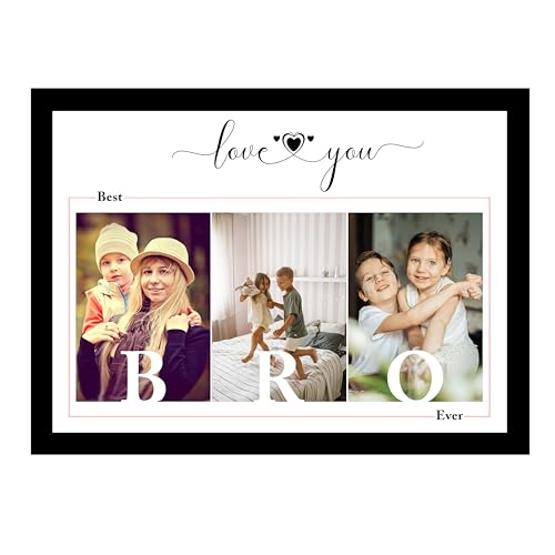 Image of Art Street Personalized Best Bro Ever Wall Photo Print Collage with Photo Upload Gift For Brother, Rakhi Perfect Present, Customized Gift, Birthday Gift (A4, Black)