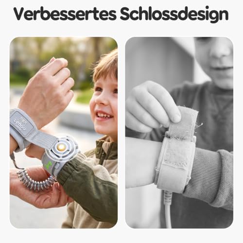 Lehoo Castle Kinderleine, 1,5M Sicherheitsleine Kinder, Grau – Ansicht 3