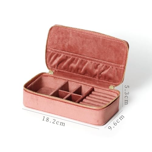 dijiusidy Boîte à bijoux portable en velours, petit organisateur de voyage avec agencement personnalisé pour boucles d'oreilles et colliers, boîte de rangement en velours pour – vue 7