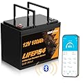 SOURCEPOW 12V 100Ah LiFePO4 Battery, Bluetooth Lithium Battery BCI Group 24, Upgraded 100A BMS, 10-Year Lifespan Deep Cycle Battery for Solar, Trailer RV, Trolling Motor, Marine