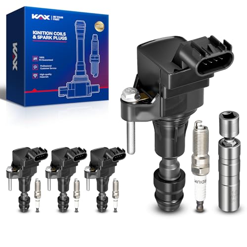 Image of KAX 4 Ignition Coils & 4 Spark Plugs Set for Equinox 2010-2017 2.4L | (w /tool) Fits Terrain 2010-2017 2.4L, Verano 2012,2013-2016 2.4L, Captiva Sport 2012-2015, Regal, Malibu, LaCrosse UF491