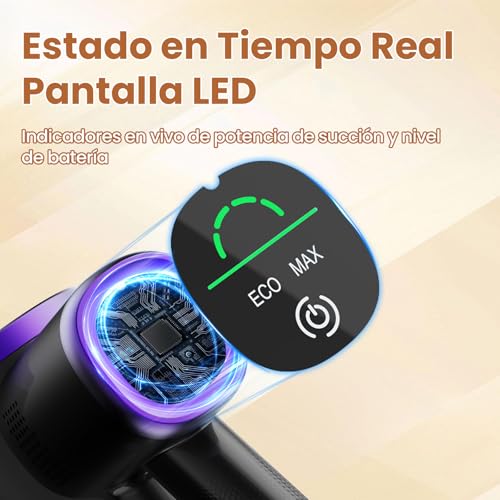 Miniatura 6 de Zynet Aspiradora Sin Cable Escoba S9,45kpa 550w Aspiradora Inalámbrica Con Tubo Plegable Y Base De Carga Mural,Luz Verde,Motor Sin Escobillas,Hasta 45 Min,Para Pelo De Mascotas,Suelos Y Alfombras