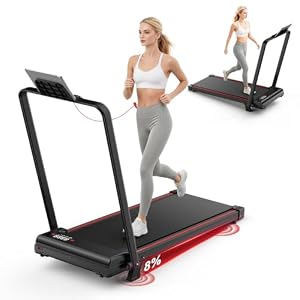 HomeFitnessCode Walking Pad treadmill 7% Incline Foldable with Handle Bar, 8KM/H Folding Running Machine Portable for Home Office, Compact Mini for Small Spaces, Safety Lock, Remote Control