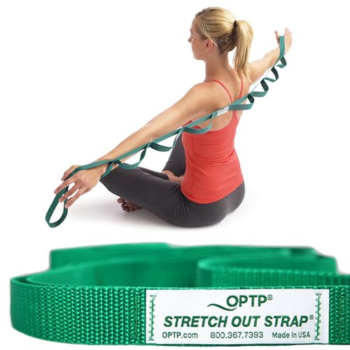 OPTP The Original Stretch Out Strap with Exercise Poster, USA Made Top Choice Stretch Out Straps for Physical Therapy, Yoga Stretching Strap or Knee Therapy Strap