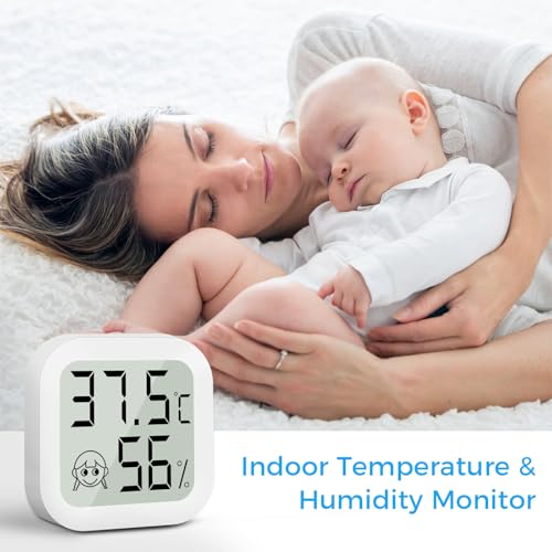 CNMTCCO luftfeuchtigkeitsmesser Thermometer Innen, 4 Stück Hygrometer Mini LCD Digital Thermometer Gauge für Arbeitszimmer Babyzimmer, Weinkeller, Seniorenzimmer usw