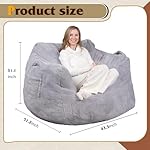 WLIVE 43'' Giant Bean Bag Chair, Bean Bag Sofa with Armrests for Adults, Bean Bag Couch with High-Density Memory Foam for Livingroom, Bedroom, Grey - Image 3