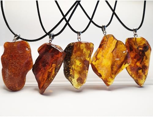 Pendant for Women and men, Genuine Baltic Unpolished Amber, Cord Necklace with Clasp4