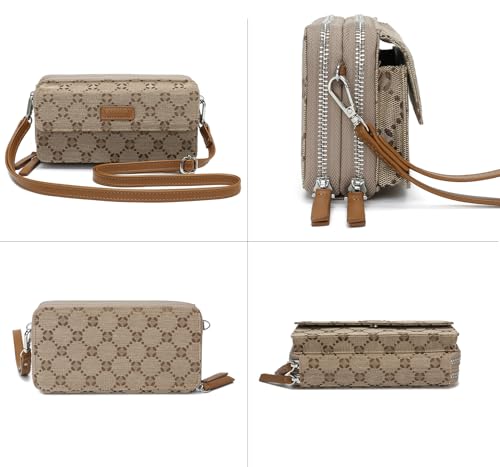 Image of Lanyani RFID Crossbody Wallet Wristlet Purse with Phone Pocket For Women Vegan Leather
