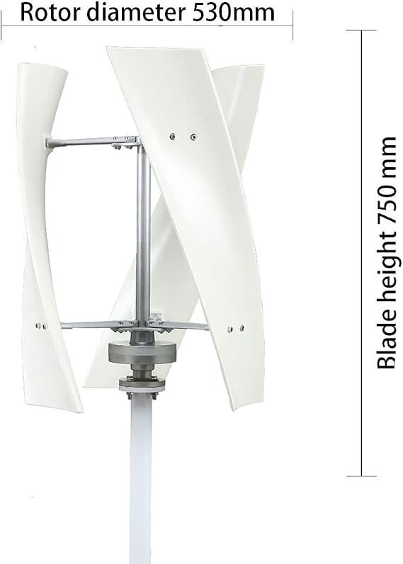 0-800W Vertical Axis Wind Turbines,12V/24V/48V Wind Turbine Generatorgarden Boat Wind Motor with 3 Blade+Controller for Yard Power Generation(White)