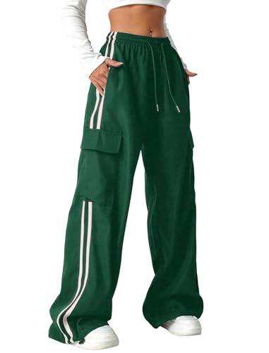 ZAFUL Womens Parachute Pants Y2K Wide Leg Cargo Sweatpants with Pockets