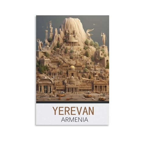 HWJJUII Affiches murales vintage sur toile d'Erevan Arménie - Décoration murale moderne pour chambre à coucher - 20 x 30 cm