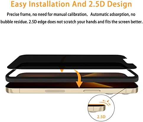 Caisemo (2 Pack) For iPhone 13 Pro Max 6.7'' Privacy Tempered Glass Screen Protector, Anti Spy, with Installation Frame 9H Hardness, Anti Scartch