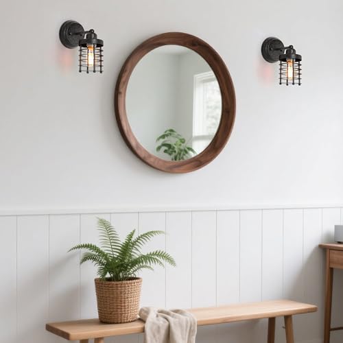 Image of Farmhouse Wall Sconces Lighting, Rustic Industrial Mini Cage Wall Mount Light Fixture for Bedroom, Kitchen, Living Room, Bathroom, and Hallway