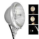 FATECIM 4.5' Motorcycle H4 Bulb Headlight 4 1/2 inch Motorbike Head Light Lamp Universal for Harley Sportster XL Dyna Softail Bobber Cafe Racer (Chrome)