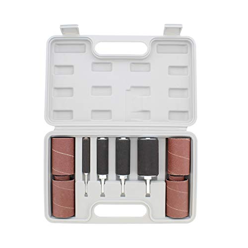 DCT 1/4 Inch Drive Drill Press Sanding Drum Kit - Rubber Sanding Drums (0.5-1.5 Inch) and Spindle Sander Sleeves, 20pc