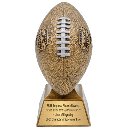 Image of Decade Awards Fantasy Football Champion Trophy, Gold or Silver / 6 or 12 Inch Tall - Engraved Plate on Request
