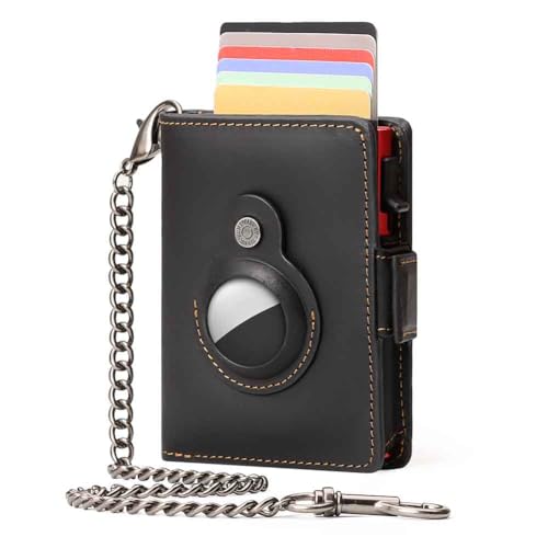 Mens Wallet Card Holder: Pop Up Aluminum Case, Genuine Leather, Smart, RFID Blocking, Slim, Minimalist, Front Pocket - 9-12Capacity | ID Window | Cash Slot