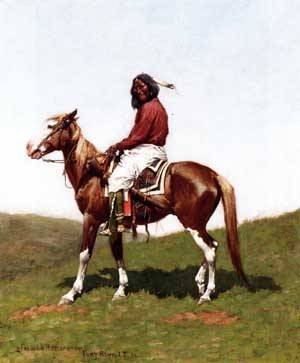 Peinture à l'huile Comanche Brave Fort Reno décoration murale bureau