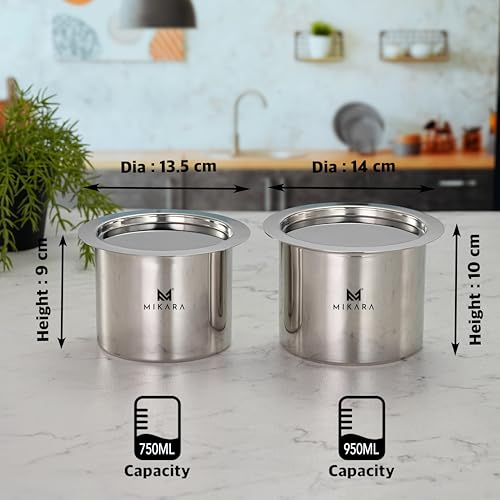 Image of MIKARA Stainless Steel Tope with Lid | Flat Bottom Patila | Heavy Duty Kitchen Cookware | for Gas & Induction Use | Strong, Durable & Multipurpose Cookware | Space Saving | 750ml, 950ml