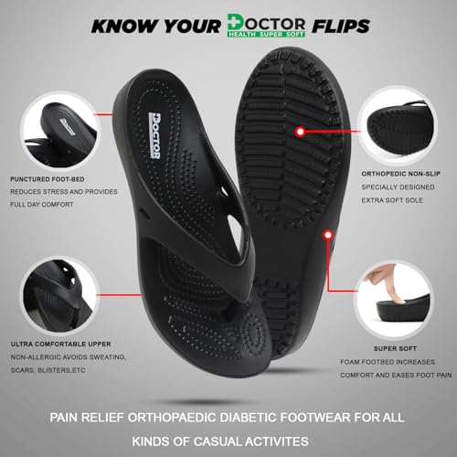 Image of DOCTOR HEALTH SUPER SOFT Women Ultra Soft Cushion Footbed Slipper | Comfortable Light Weight Waterproof Slippers |Adult Flip Flops Mild Acupressure | All Day Wear