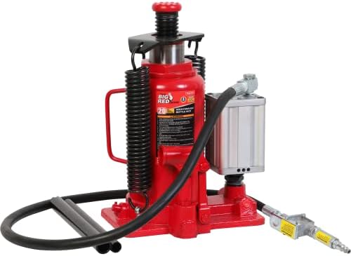 BIG RED TA92006 Torin Pneumatic Air Hydraulic Bottle Jack with Manual Hand Pump, 20 Ton (40,000 lb) Capacity, Red