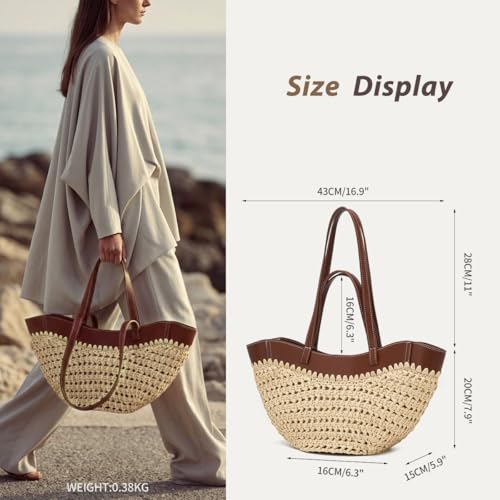 Bolso Tote de Paja para Mujer con Asa Doble miniatura 2