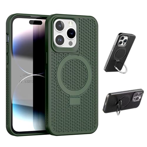 iPhone15 Plus 冷却 ケース MagSafe対応 メッシュ構造 放熱リング360°回転スタンド 縦横両対応 マグネット アイフォン15 Plus スマホケース 落下防止 軽量 薄型 いPhone 15 Plus 携帯カバー 耐衝撃 ワイヤレス充