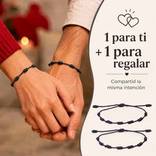 Miniatura 5 de Yosei Pack 2 Pulseras De 7 Nudos Ajustables, Amuleto De Protección, Mal De Ojo Y Buena Suerte, Pulsera Espiritual De Hilo Para Mujer Y Hombre, Regalo Para Pareja Y Amistad - Negro