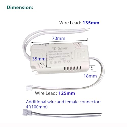 LED Driver 8-24W for Single Color Ceiling Strip Spot Light Module Panel, Replacement LED Power Supply Starter Transformer Adapter, Input AC85-265V Output DC24-85V