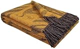 STTS International Wolldecke 100prozent Schurwolle Wohndecke in versch. Farben 140 x 200 cm Tagesdecke Schurwolldecke Woll-Plaid Tirol (Braun-Senf (Tiger), 140 x 200 cm)