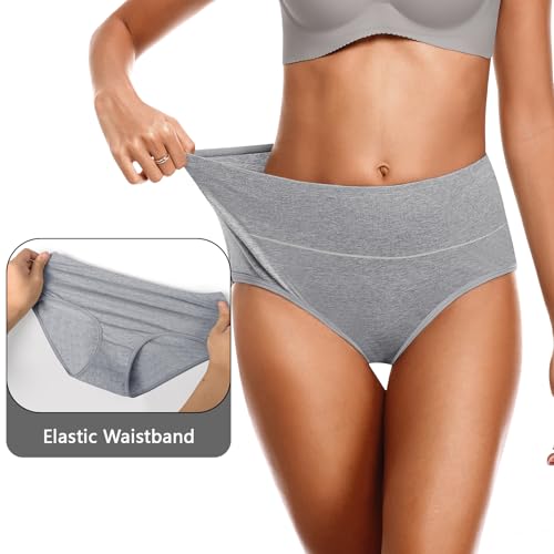 OLIKEME High Waisted Underwear for Women Cotton Slight Tummy Control Panties Postpartum Soft Full Coverage Briefs 5 Pack2