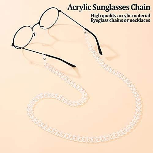 Correntes para óculos femininos acrílico transparente anti-perda elegante suporte para correntes par