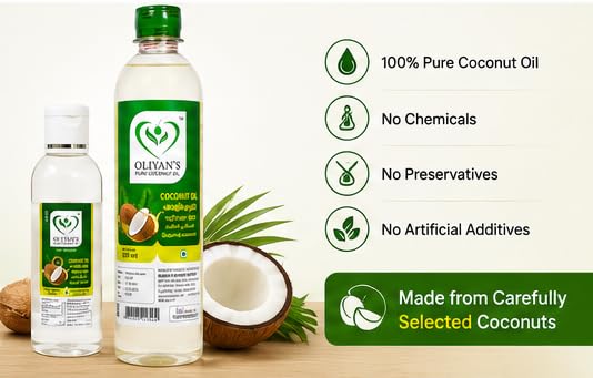 Image of OLIYANS Cold Pressed Coconut Oil Combo Pack (100ml + 500ml) | Multipurpose Oil for Daily Use | Total 600ml