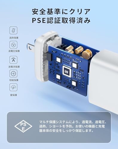 undefined PD 充電器65w USB Type-c 急速充電器 軽量·小型 三台同時充電 超低温 GaNIII技術 PD3.0対応/QC3.0/PPS/SCP規格対応/PSE認証済 MacBook//Surface/iPad/Windows PC/ノートPC/iPad/iPhone/Android/Samsungなど機種に対応 (ホワイト) の商品画像 5