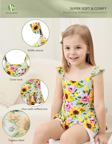 Image of Baby Girl Sleeveless T-Shirts Toddler Infant Girls Tank Top T-Shirt Viscose from Bamboo Summer Cool Tees 3Months-5T