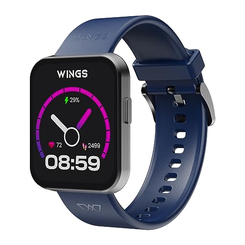 Image of Wings Meta Smartwatch, 1.85 inch Hd IPS Display, Bt 5.3 Single Chip Calling, Top Smartwatch for Heart Rate Monitoring, 100+ Sport Modes - Blue