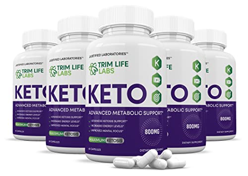 (5 Pack) Trim Life Labs Keto Pills Includes Apple Cider Vinegar Patented goBHBÂ® Exogenous Ketones Advanced Ketogenic Supplement Ketosis Support for Men Women 300 Capsules