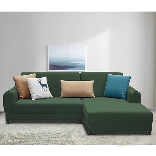 Image of Kraven RHS 4 Seater L Shape Sofa Set for Living Room (Green Fabric) Premium Fabric Sofa
